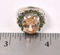 Yellow CZ And Marcasite Gem Ring In Sterling Silver