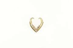 14K Yellow Gold Chevron Diamond Curved Open Design Slide Pendant