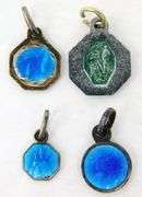 4 Early French Enameled Religious Medals/Charms