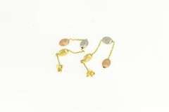 14K Yellow Gold Tri Tone Chain Dangle Drop Vintage Statement Earrings