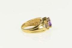 10K Yellow Gold Emerald Cut Amethyst Diamond Halo Vintage Ring