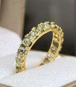 14KT SOLID YELLOW GOLD & GREEN SAPPHIRE ETERNITY BAND RING