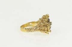 14K Yellow Gold Diamond Sapphire Textured Abstract Cluster Ring