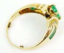 Superb Emeralds & Diamonds Wide Ring in 10K Gold, 8.5
