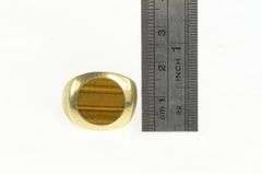 14K Yellow Gold 1960's Squared Tiger's Eye Vintage Retro Ring
