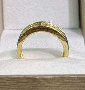 14KT SOLID YELLOW GOLD DOUBLE ROW DIAMOND BAND RING