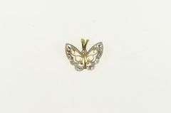 10K Yellow Gold Two Tone Butterfly Change Symbol Filigree Pendant