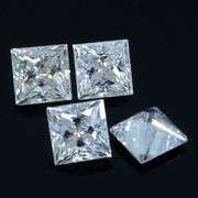 GROUP LOT OF 4X MATCHING PRINCESS CUT NATURAL DIAMONDS- D/E COLOR! VVS1!