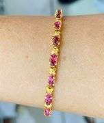 14kt Solid Yellow Gold & Pink Topaz Bracelet- 12.00 CARATS!