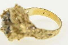 14K Yellow Gold Diamond Sapphire Textured Abstract Cluster Ring