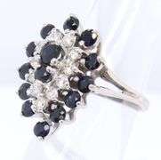 Favorite White Gold Diamond and Blue Sapphire Cocktail Ring