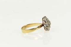10K Yellow Gold 1960's 0.65 Ctw Diamond Cluster Cocktail Ring