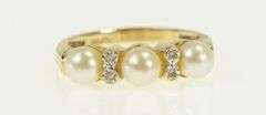 10K Yellow Gold Pearl Diamond Accent Vintage Statement Ring