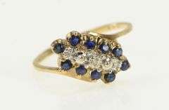 10K Yellow Gold Diamond Sapphire Halo Vintage Cluster Ring