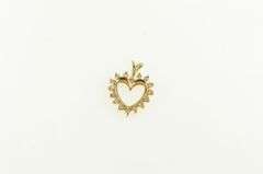 14K Yellow Gold Diamond Heart Vintage Classic Love Symbol Pendant