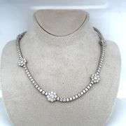 9CARAT! DIAMOND NECKLACE WITH 7 FLOWERS