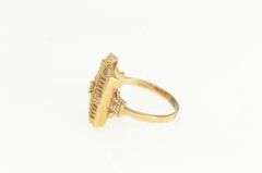 14K Yellow Gold Art Deco Squared Filigree Vintage Floral Ring