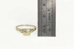 14K White Gold Art Deco Diamond Squared Cluster Promise Ring