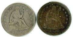2 1856 No Motto Liberty Seated Quarters