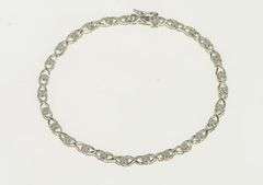 10K White Gold Diamond Criss Cross Link Vintage Tennis Bracelet