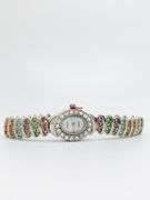 Ladies Geneva & Gemstone Watch, 18kt White Gold Plated