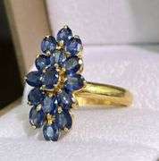 14KT SOLID YELLOW GOLD & 5.0 CARAT NATURAL BLUE SAPPHIRE COCKTAIL RING