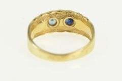 14K Yellow Gold Blue Topaz Sapphire Inset Vintage Statement Ring