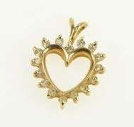 14K Yellow Gold Diamond Heart Vintage Classic Love Symbol Pendant