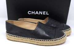 Chanel Lambskin CC Espadrilles 37 Black