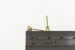 14K Yellow Gold Round Blue Topaz Vintage Classic Stud Earrings