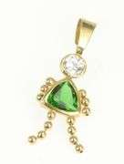 14K Yellow Gold Sim. Emerald CZ May Birthstone Baby Charm/Pendant