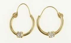 14K Yellow Gold Vintage CZ Classic Fashion Hoop Earrings