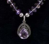 Amethyst Pendant with Amethyst Beads In Sterling Silver