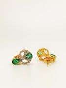 GROUP LOT OF 4X GEMSTONE AND DIAMOND EARRINGS