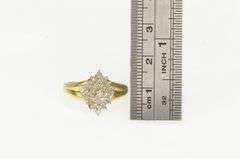 10K Yellow Gold Squared Vintage Diamond Cluster Statement Ring