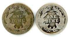 1875 & 1890 Seated Liberty Silver Dimes