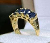 5.0 CARAT  BLUE SAPPHIRE BAND RING 14KT SOLID YELLOW GOLD