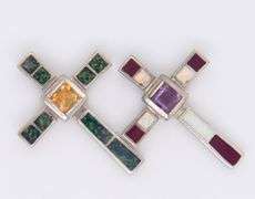 925 Sterling Silver Lot of 2 Cross Pendants