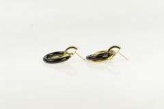 14K Yellow Gold Retro Black Onyx Door Knocker Ring Dangle Earrings