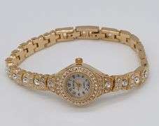 LADIES GENEVA & GEMSTONE WATCH-18KT GP