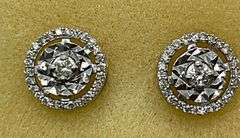 CERTIFIED BRAND NEW 14K WHITE GOLD AND DIAMOND STUD EARRINGS.
