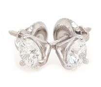 1.00ctw Round Diamond Solitaire Stud Earrings in 14K