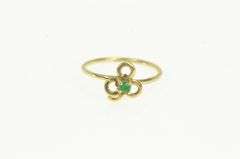 14K Yellow Gold Emerald Shamrock Lucky Clover Irish Ring