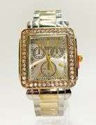 Fancy Square Face Geneva Cuff Watch with Gemstones!