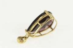 14K Yellow Gold Pear Tourmaline Solitaire Vintage Statement Pendant