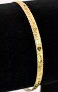 Vermeil Heart Herring Bone Chain Bracelet In Sterling Silver