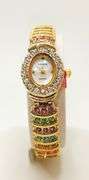 Ladies Geneva & Gemstone Watch, 18kt Yellow Gold Plated