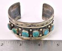 Turquoise Cuff Bracelet In Sterling Silver
