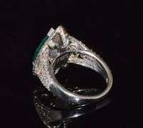 GIA Certified Emerald and Diamond Cocktail Ring in 18kt Solid White Gold