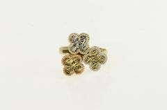 14K Yellow Gold Tri Tone Textured Flower Cluster Bypass Ring